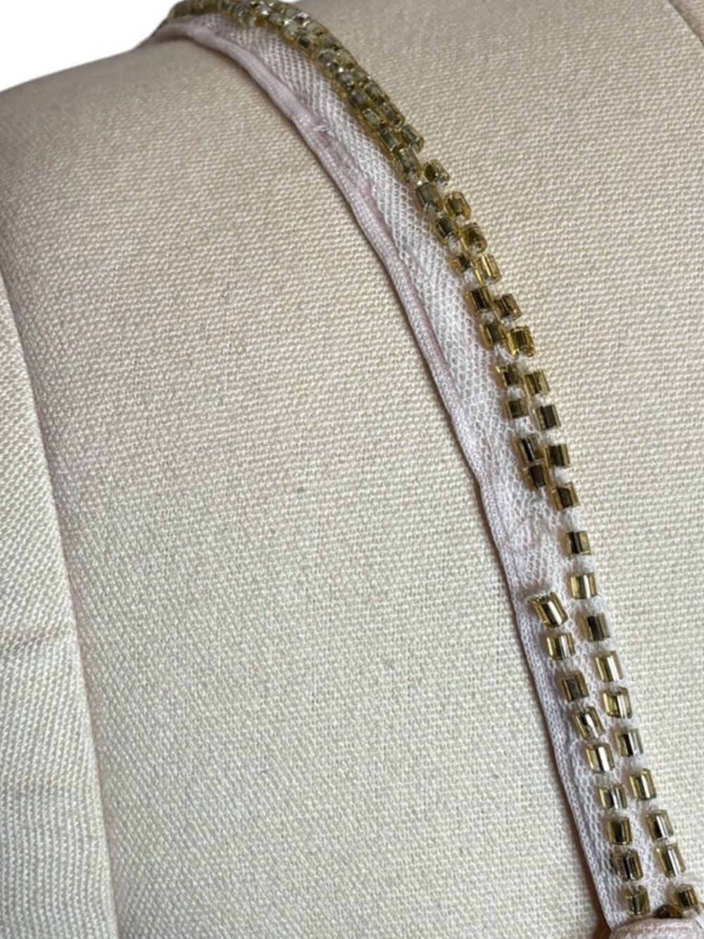 Floral Embroidered Ivory Evening Gown with Pink & Gold Detail - Picture 6 of 13
